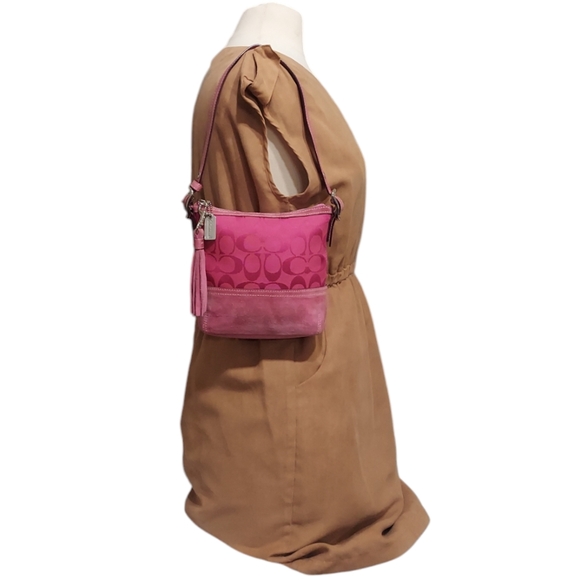 Coach Vintage Jacquard & Suede Mini Shoulder Bag Preloved Good Condition - Picture 10 of 14